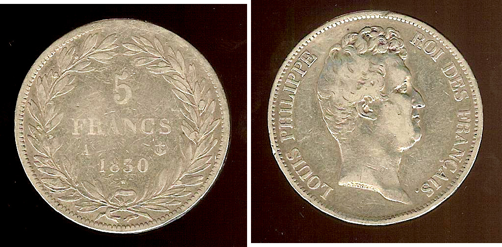 5 francs Louis Philippe 1830A gF
